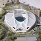 A model of the National Stadium for 2020 Tokyo Olympics.